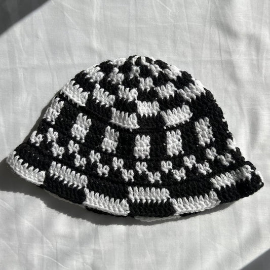 Black & White Funky Checkered Bucket Hat 💟 🦄