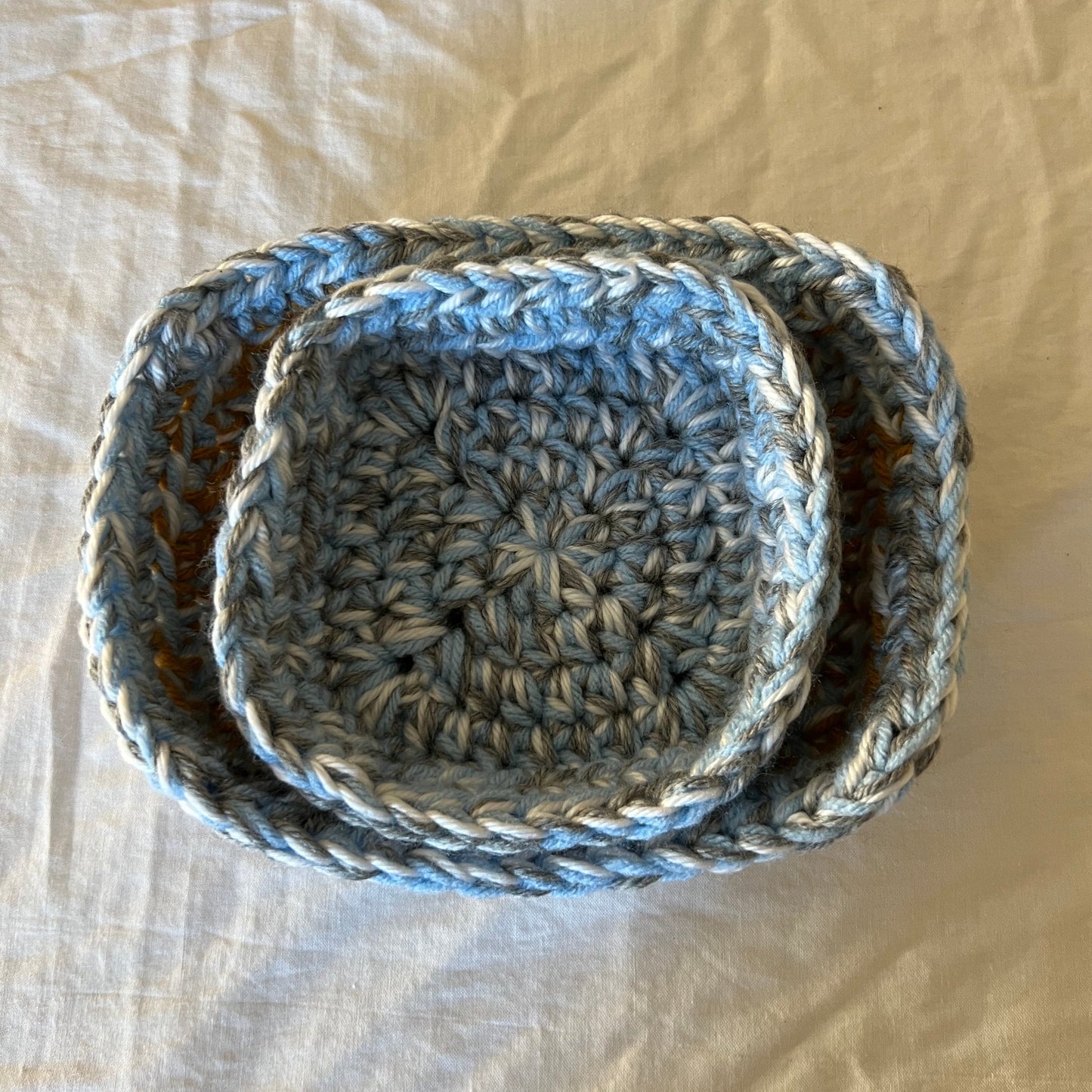 Blue, Gold, Grey & White Trinket Basket Set