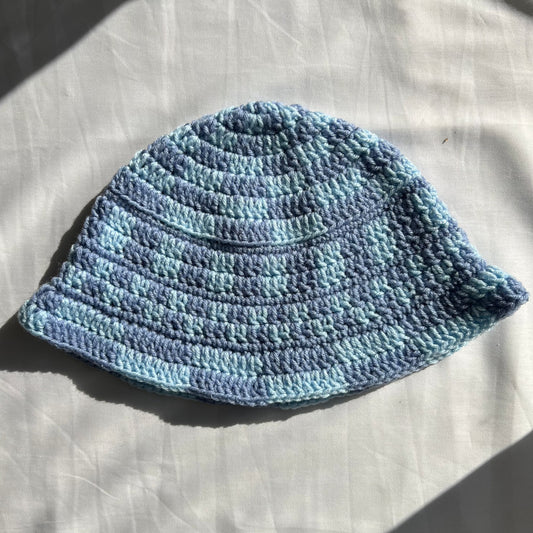 Sky Blues Funky Checkered Bucket Hat 🦋 💙