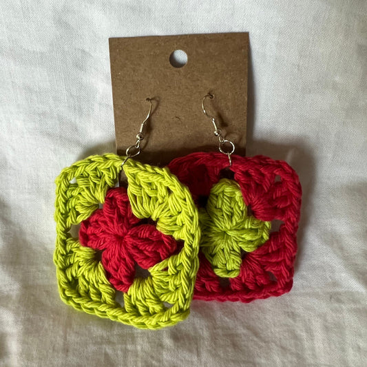 Mismatched Christmas Granny Square Earrings