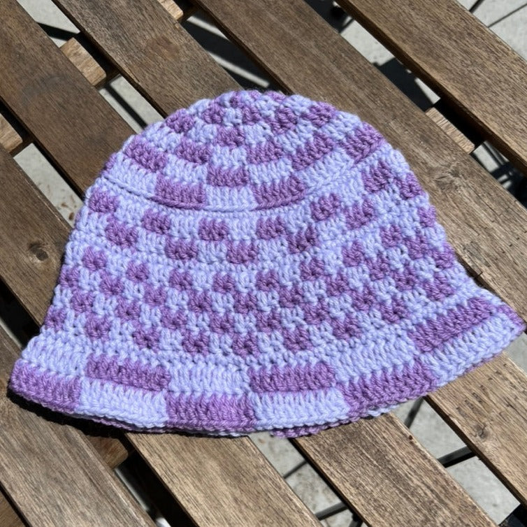 Purple & Lavender Funky Checkered Bucket Hat 💟 🦄