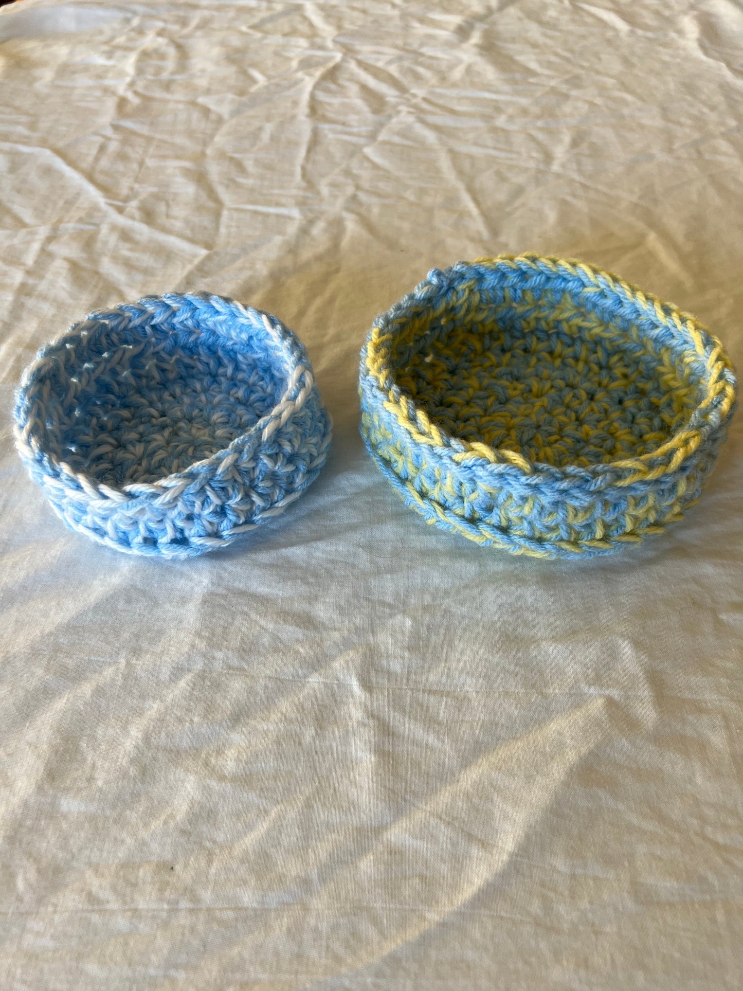 Blue, Yellow & White Trinket Basket Set